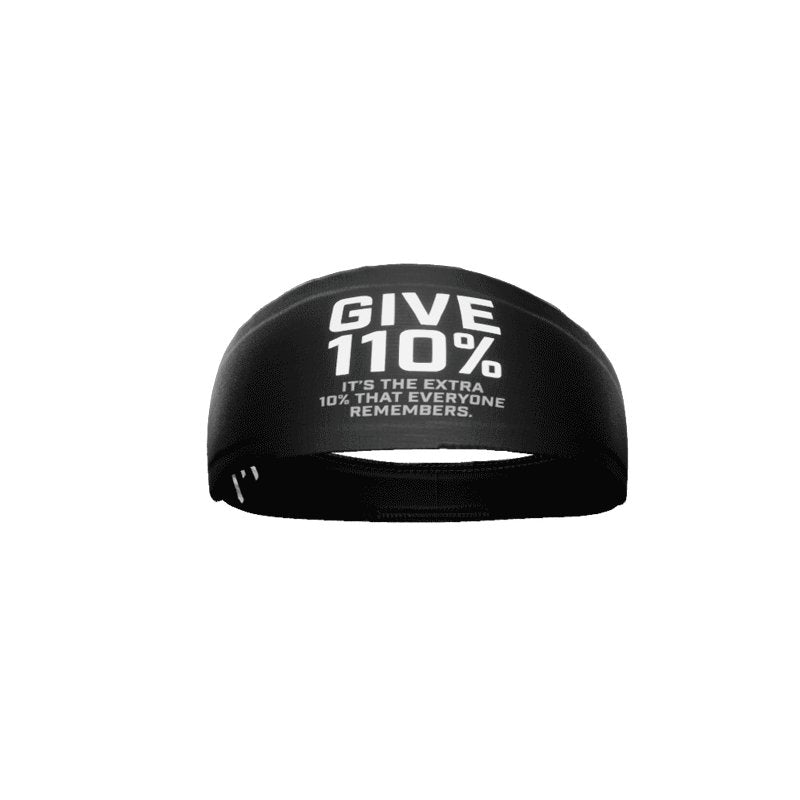 Give 110% Headband - Motivational Sports Headband for Women & Men - Sweat Absorbent Workout Headband for Running, Yoga, Gym & Fitness - Inspirational Athletic Headwear
