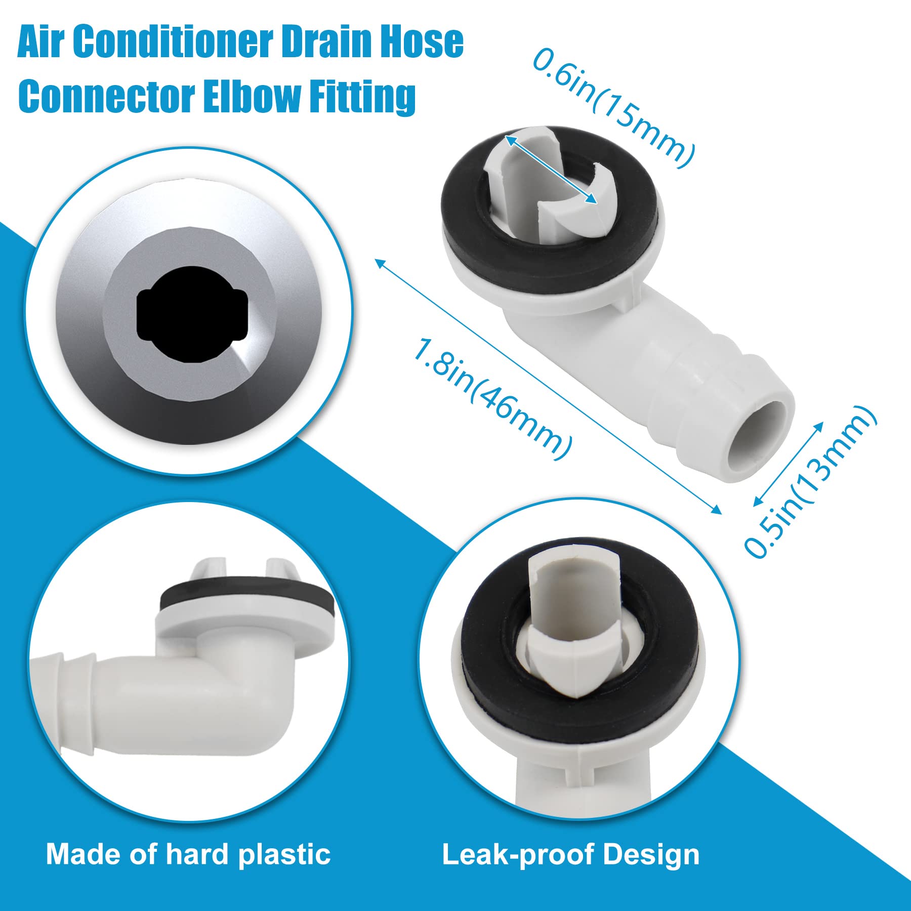 3/5'' Air Conditioner Drain Hose Connector Elbow Fitting with 5.2ft AC Water Drain Hose Kit - Replacement Parts for Mini Split & Window AC Units - Easy Installation for Efficient Water Drainage - Perfect for Home, Office, RV Cooling Systems & HVAC Maintenance - Ideal for Hot Weather, Summer Cooling & AC Repair (Use for Window AC, Mini Split Units, Mobile Homes & RV Air Conditioners)