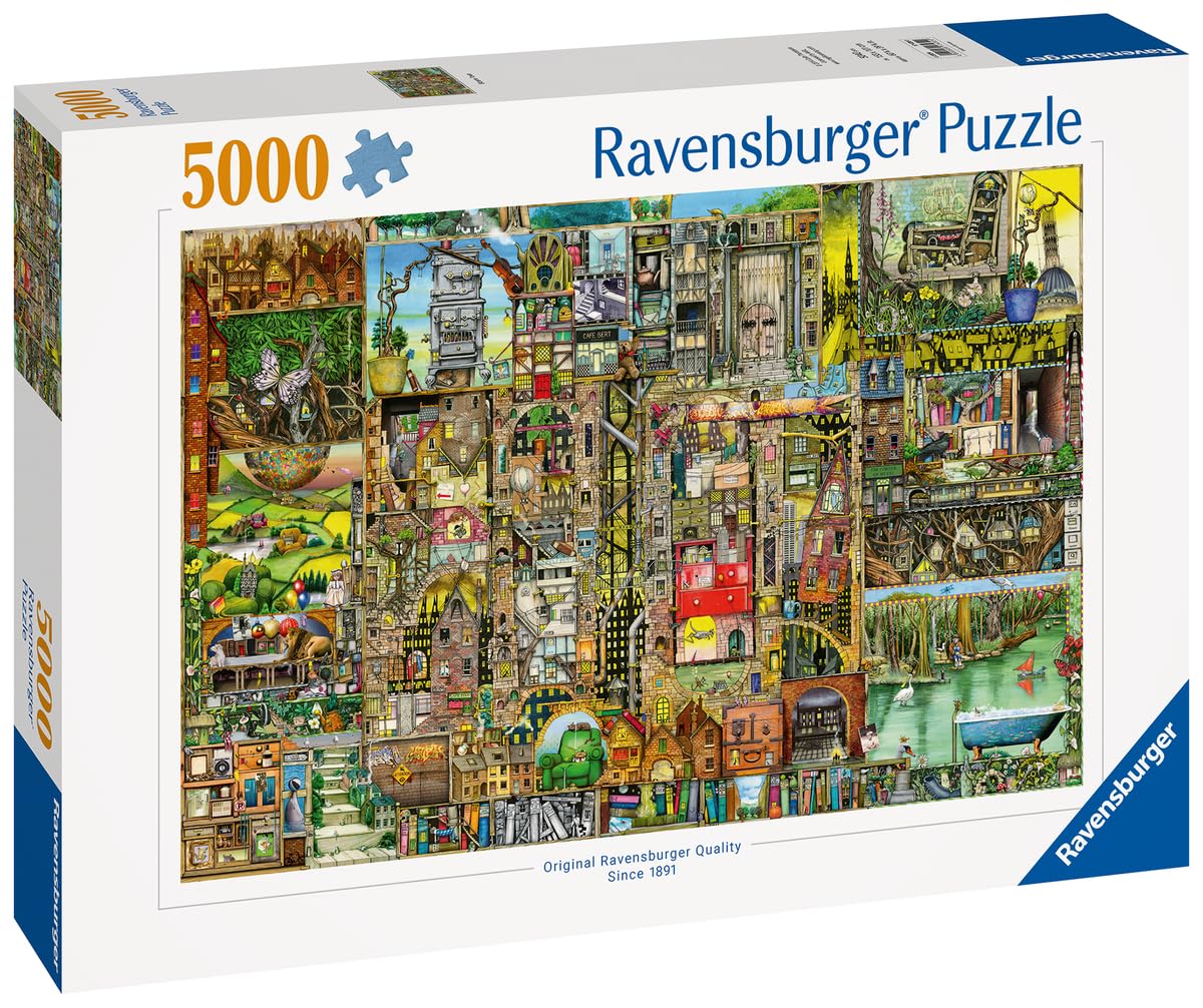 Ravensburger 5000-Piece Bizarre Town Puzzle by Colin Thompson - High-Quality European-Made Jigsaw for Adults & Teens 14+ - Perfect for Family Bonding, Stress Relief & Home Decor