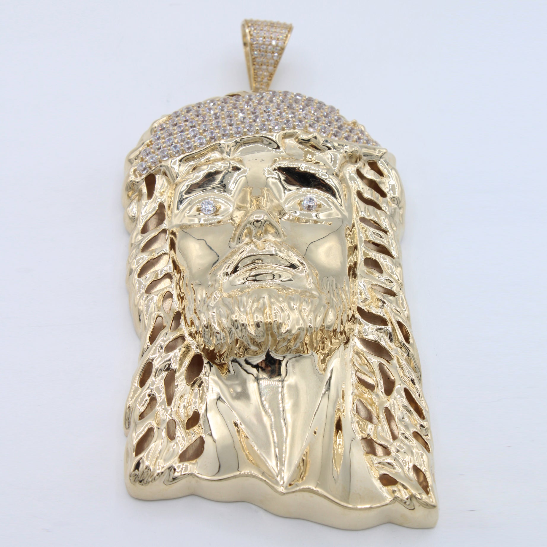 14K Gold Jumbo Jesus Face Pendant Necklace - 4.5 Inch Religious Jewelry for Men & Women - Perfect for Church, Gifts & Faith-Based Occasions