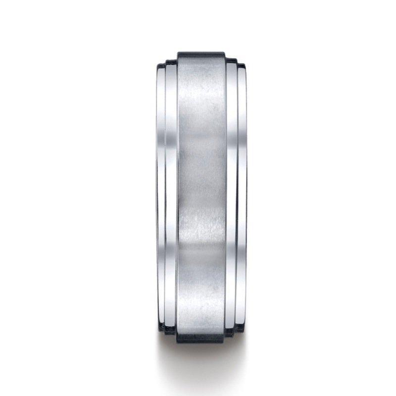 8MM Cobalt Double Ridged Men's Wedding Band - Durable & Comfortable Ring for Engagement, Anniversary, and Everyday Wear