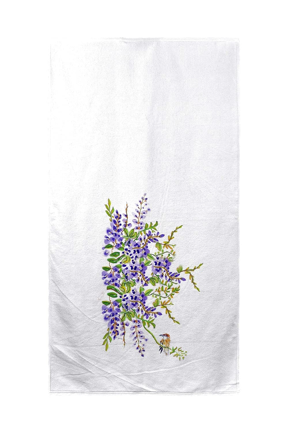Betsy Drake Wisteria & Bird Beach Towel - Large Soft Absorbent Quick-Dry Bath Towel for Pool, Beach, Yoga & Outdoor Activities