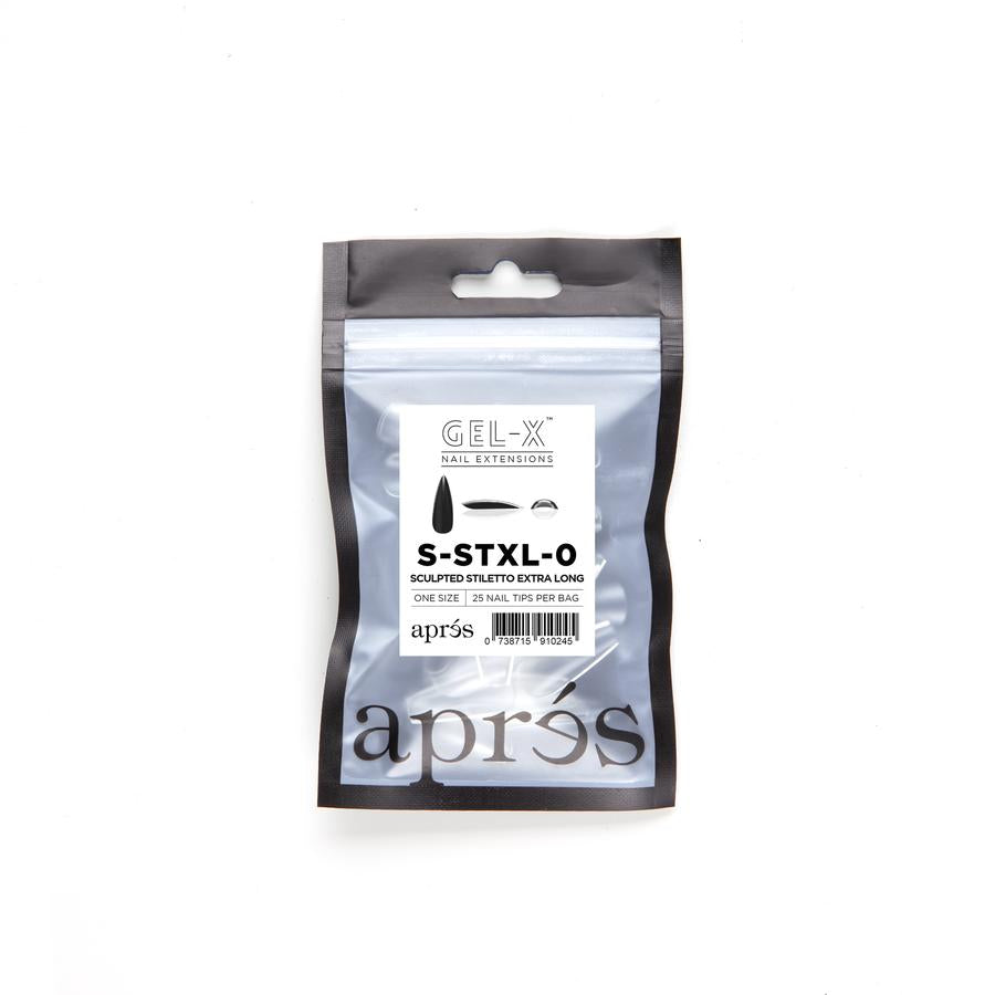 Apres Gel X Sculpted Stiletto Extra Long Refill Tips - Sizes #0 & #9 - Professional Nail Extension Kit for Salon & Home Manicures