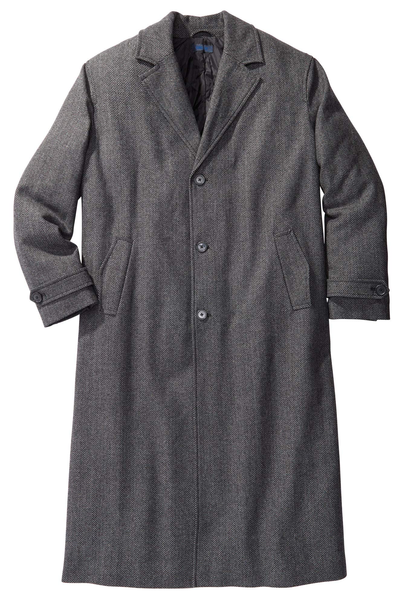 KingSize Men's Big & Tall Wool-Blend Long Overcoat - Winter Warm Formal Coat for Business & Outdoor Events