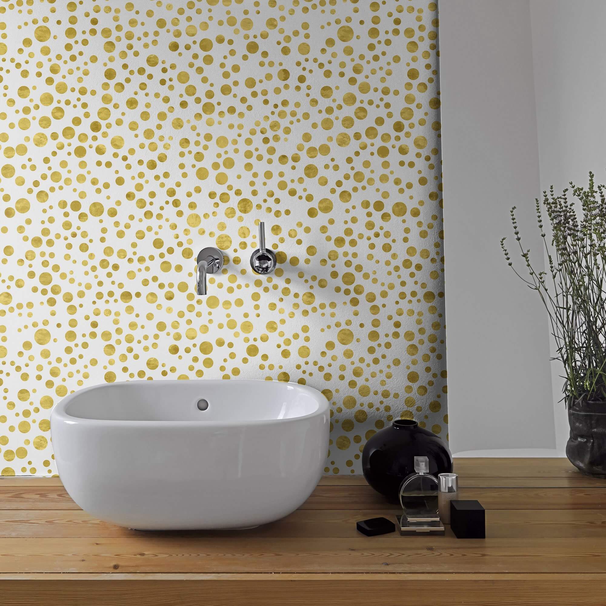 Yellow Bubbles Teens Peel and Stick Removable Wallpaper 4885 - Self-Adhesive Wall Decor for Bedroom, Dorm, Nursery - Easy to Install & Remove