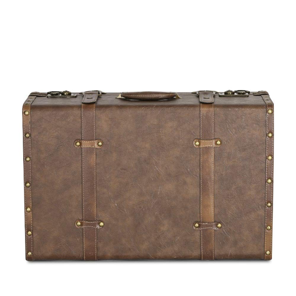 Vintage Treasure Chest Decorative Storage Box - Antique Suitcase Style for Christmas, Birthday, Toy & Blanket Storage - Brown Wooden Trunk 17.7