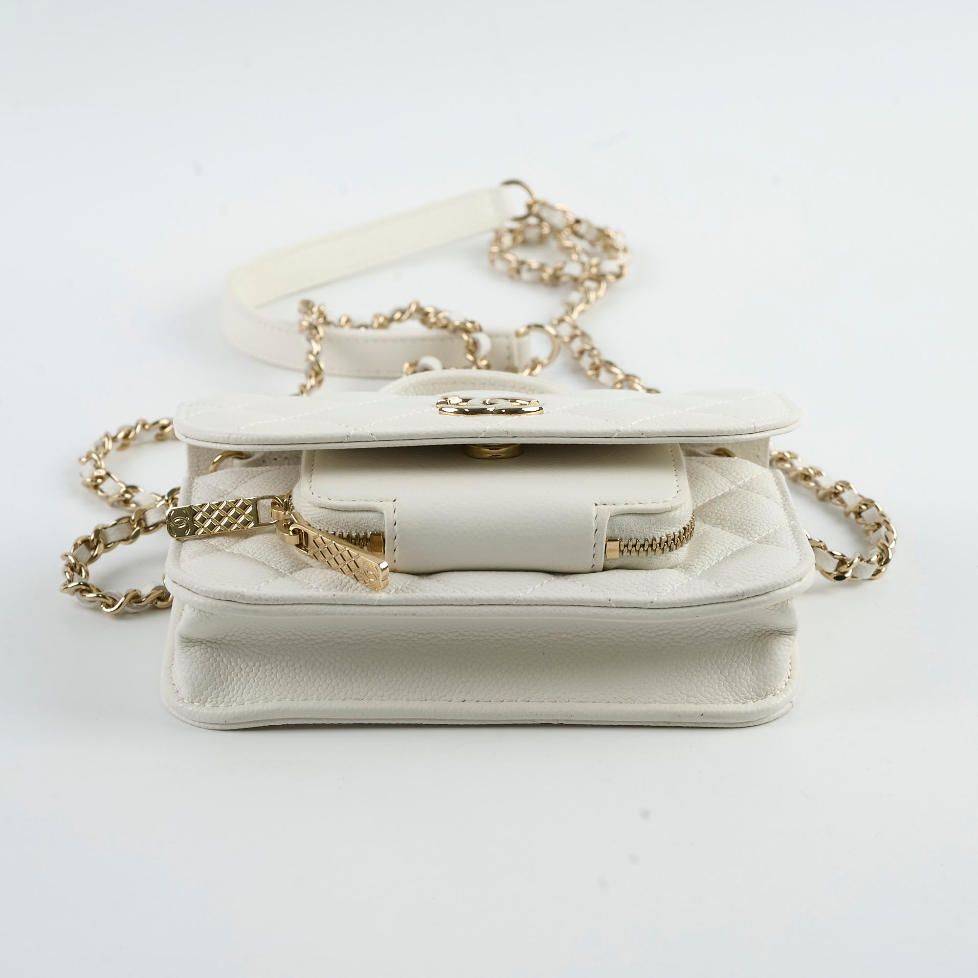 Chanel Mini Business Affinity Crossbody Bag in Caviar Leather Ivory White with Microchip - Perfect for Work, Travel & Everyday Luxury
