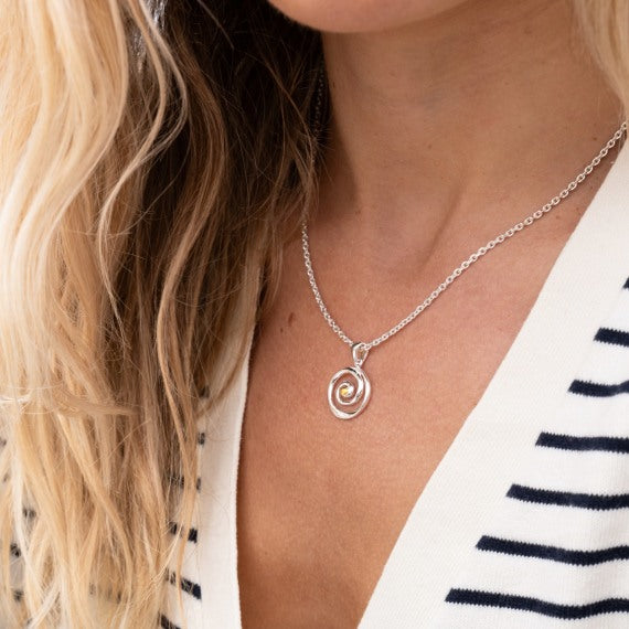 Handmade Organic Circular Pendant with Natural Spiral Design - Boho Jewelry for Women, Spiritual Gift for Yoga & Meditation Lovers