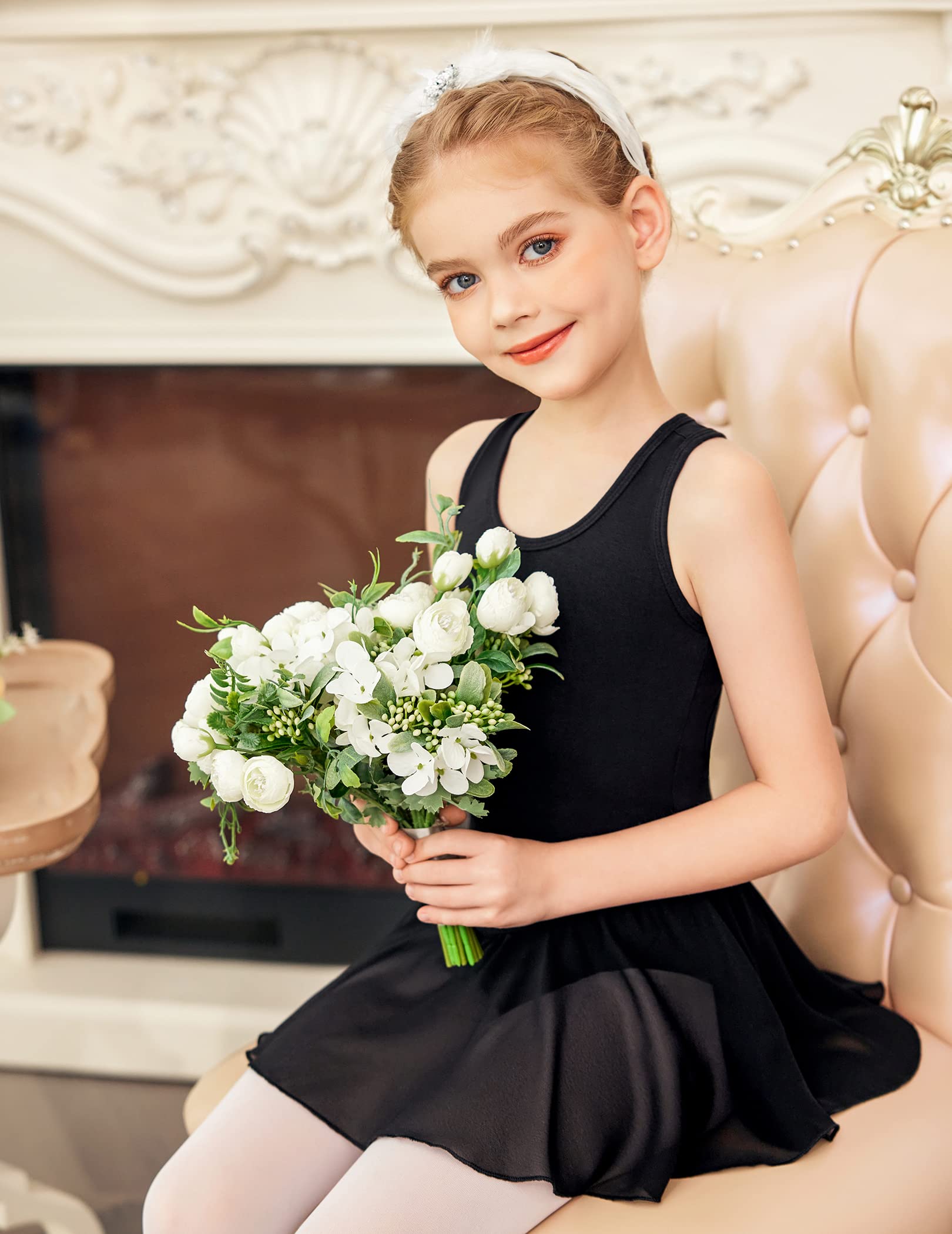 Arshiner Girls Ballet Leotard with Skirt - Sleeveless Dance Dress for Kids | Hollow Back Design | Perfect for Ballet Class, Recitals & Dance Performances