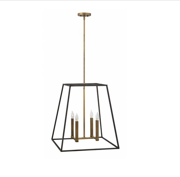 Hila Foyer Black Brass Chandelier - Elegant Modern Lighting Fixture for Entryway, Dining Room, or Bedroom Decor