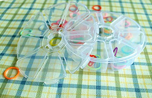 WOIWO 2-Pack Clear Round Plastic Storage Boxes with 8 Compartments - Jewelry Organizer, Bead Container & Nail Art Case - Perfect for Craft Rooms, Vanity Tables & Travel Accessories