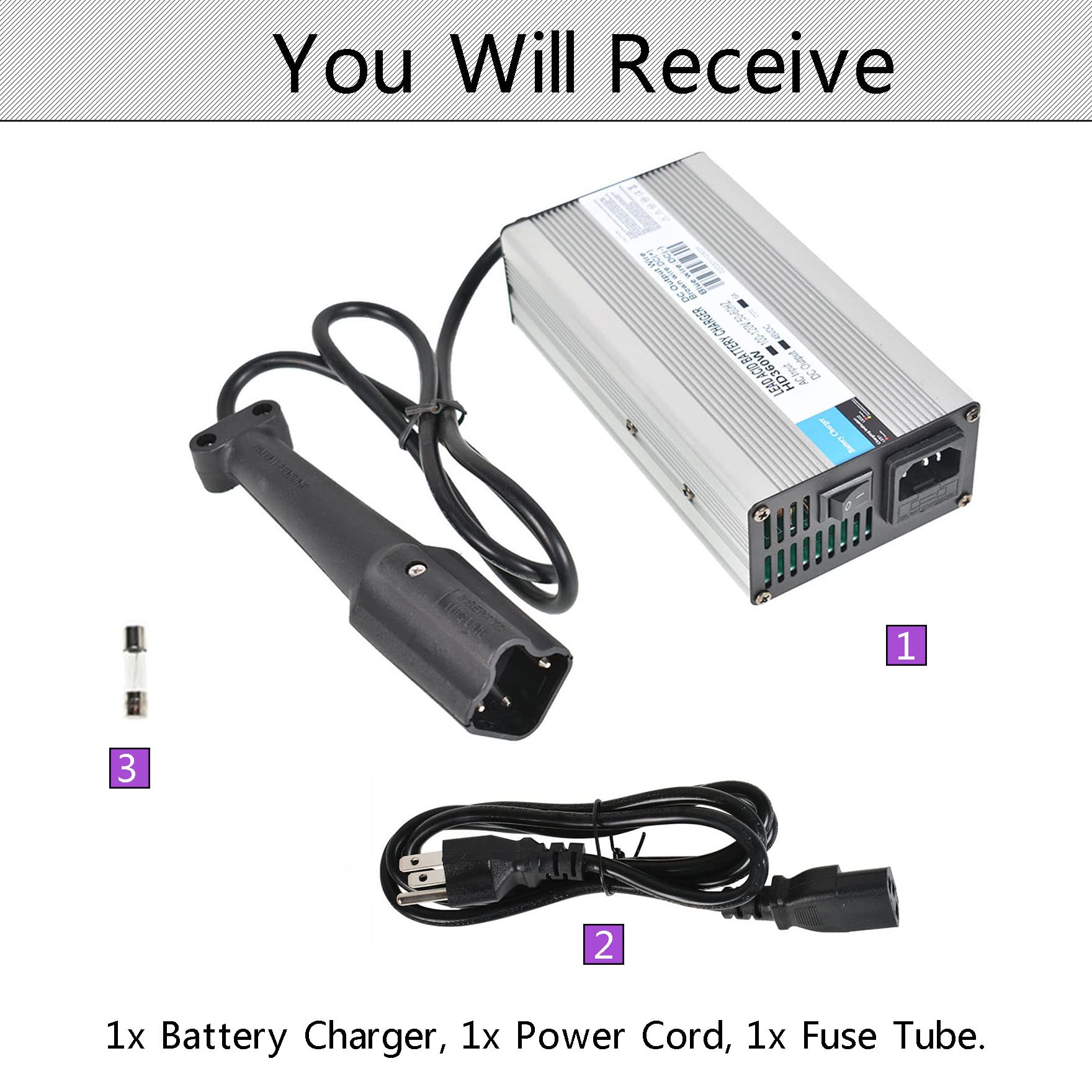 48V 5A Golf Cart Battery Charger - Compatible with EZGO TXT, Yamaha Star DS, Club Car & RXV - Fast Charging for Golf Carts, Electric Vehicles & Mobility Scooters - Perfect for Home, Course & RV Use