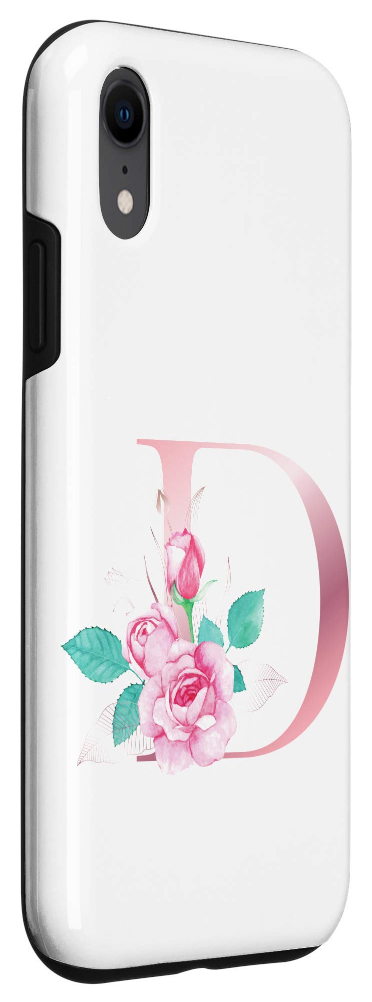 iPhone XR Rose Gold Letter D Floral Case - Stylish Protective Cover for Everyday Use & Gifts