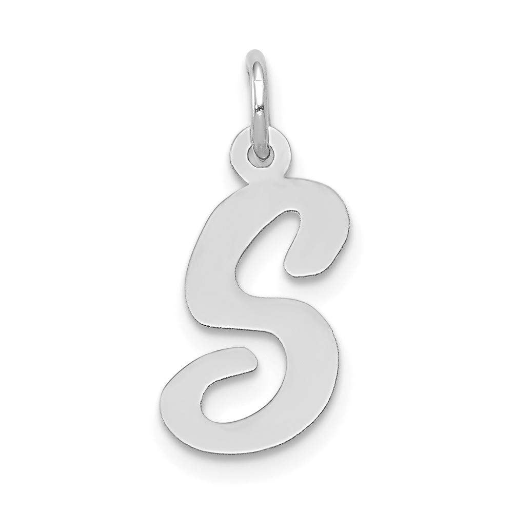 14K White Gold Medium Script Initial S Charm Pendant - Elegant Personalized Jewelry for Necklaces & Bracelets - Perfect for Gifts, Anniversaries & Special Occasions