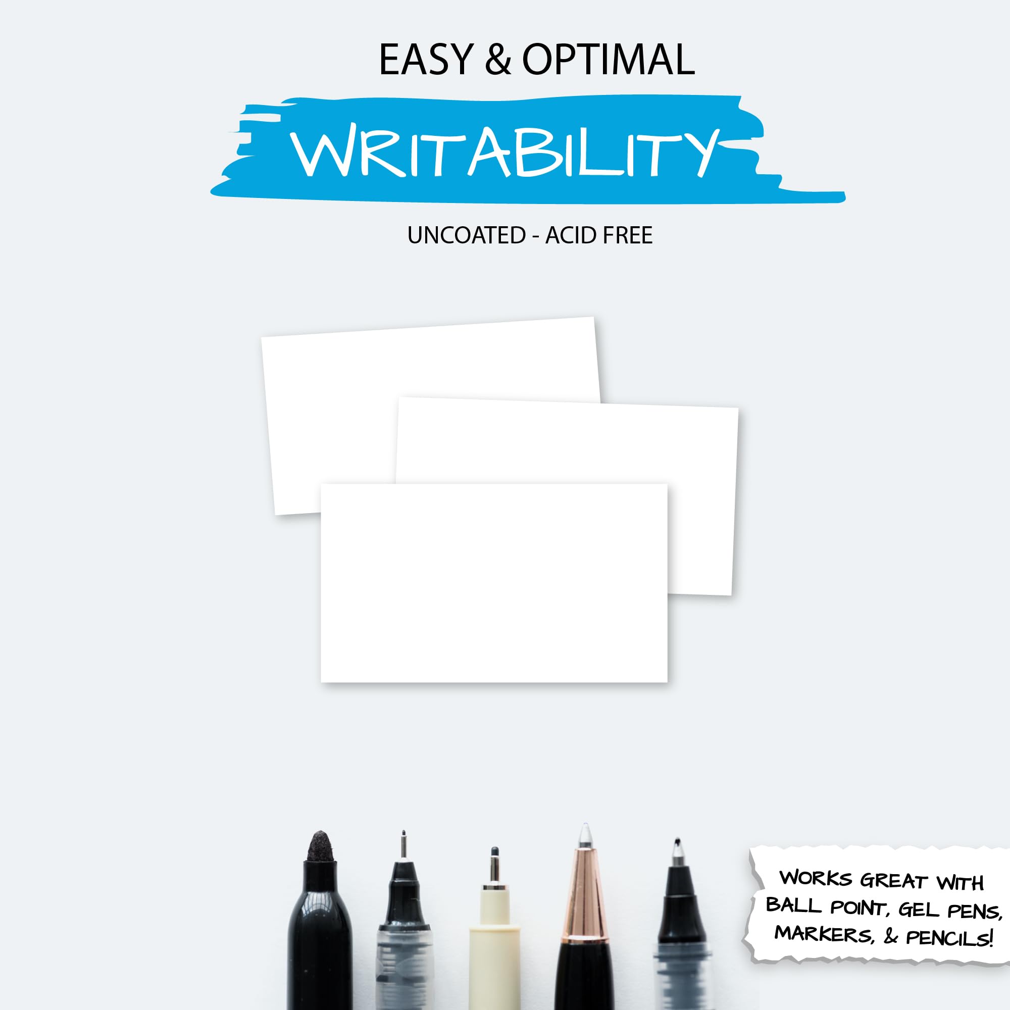 Premium 2x3.5 Inch Blank Index Cards - 50-Pack Heavy Duty Bleed-Proof Cardstock for Business Cards, Flashcards & Study Notes | Perfect for Office, School & Home Organization