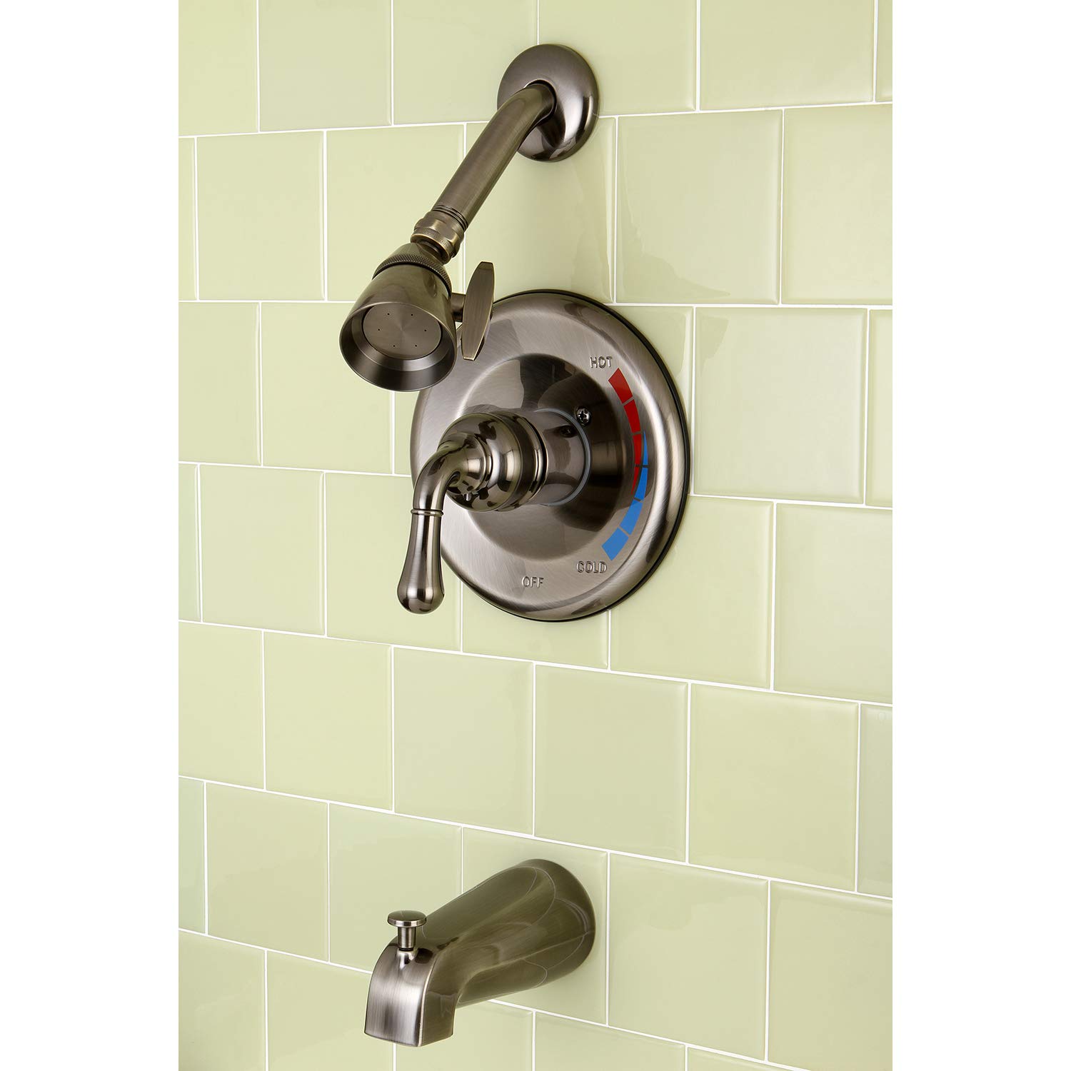 Kingston Brass KB633 Magellan 7-Inch Black Stainless Steel Tub and Shower Faucet with Escutcheon - Perfect for Modern Bathroom Renovations and Spa-Like Shower Experiences