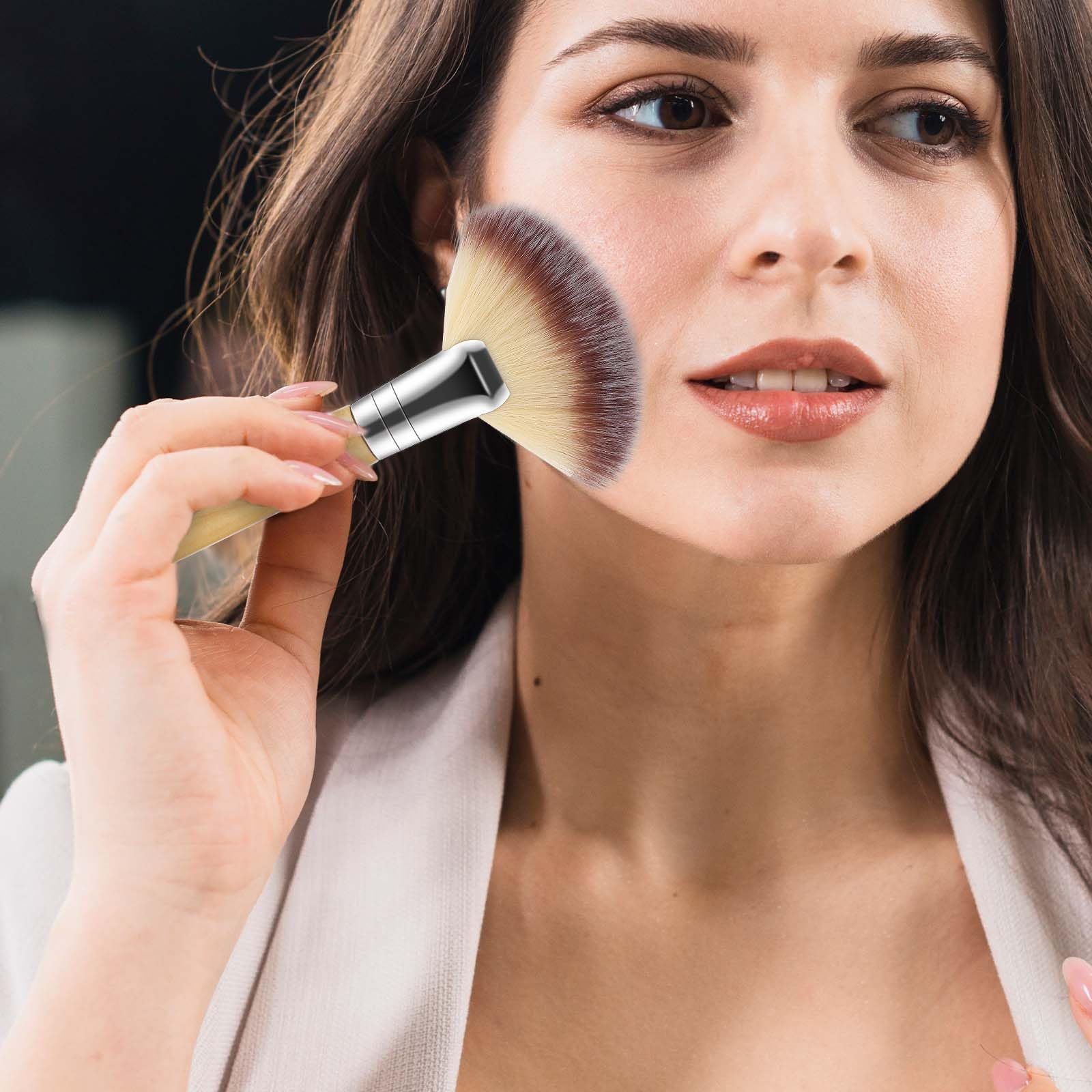 4 Pack Soft Fan Makeup Brushes - Highlighter & Blush for Women | Perfect for Facials & Powder Application