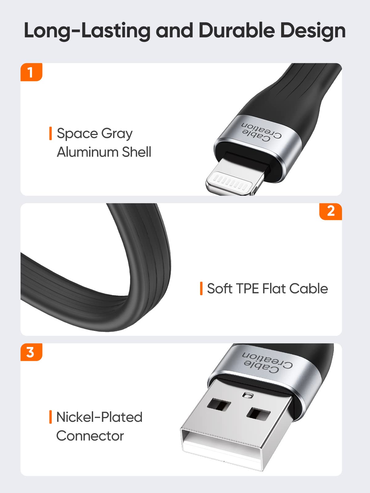 CableCreation 2-Pack Short USB Cables Bundle - 5 inch USB 3.1 A to C & 0.5ft USB A to Lightning - Fast Charging for iPhone, Android, MacBook, iPad - Perfect for Travel, Car, Office & Home Use