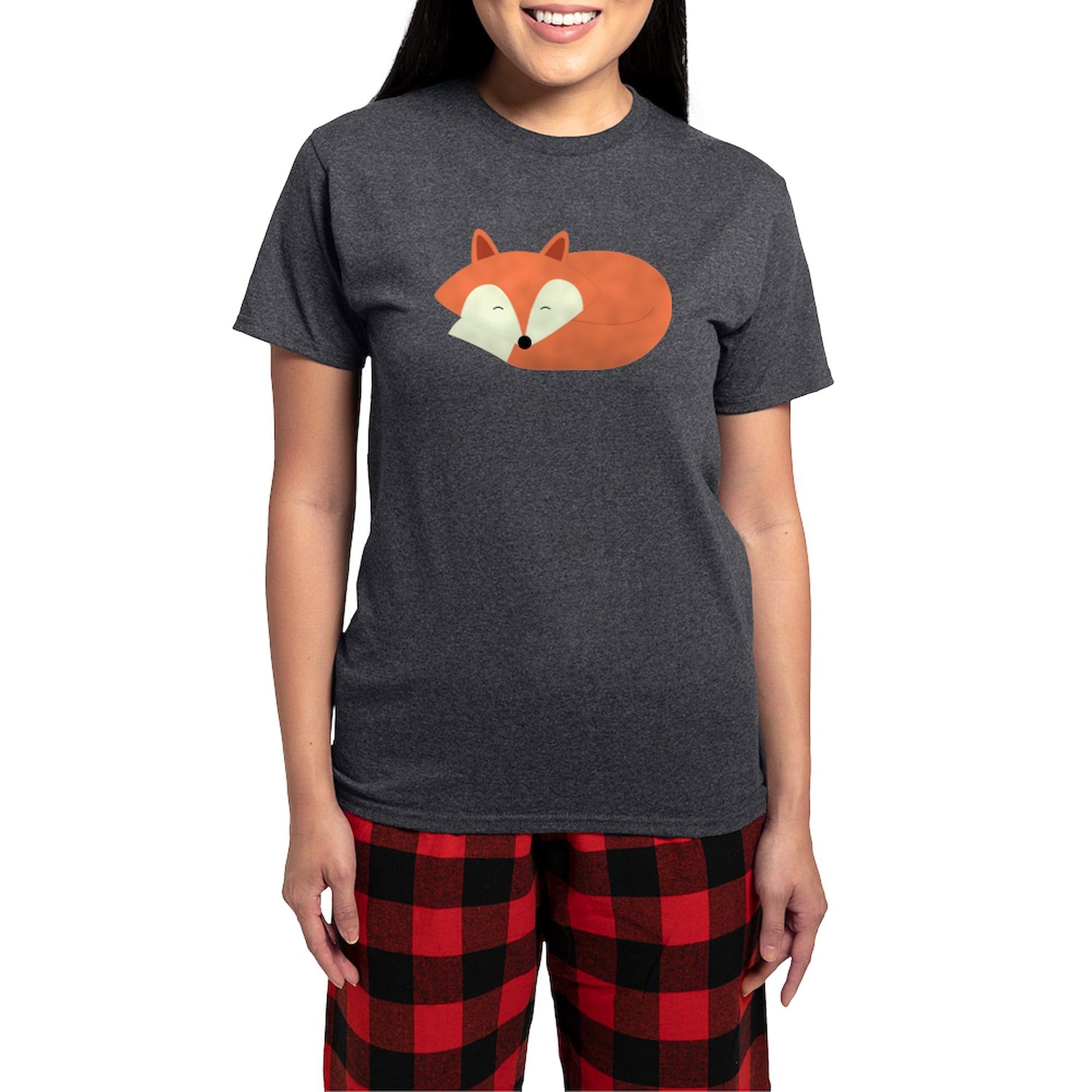 Sleepy Red Fox Women's Charcoal Pajama Set - Cozy & Cute Novelty Sleepwear for Women | Perfect for Lounging, Sleepovers & Relaxing at Home