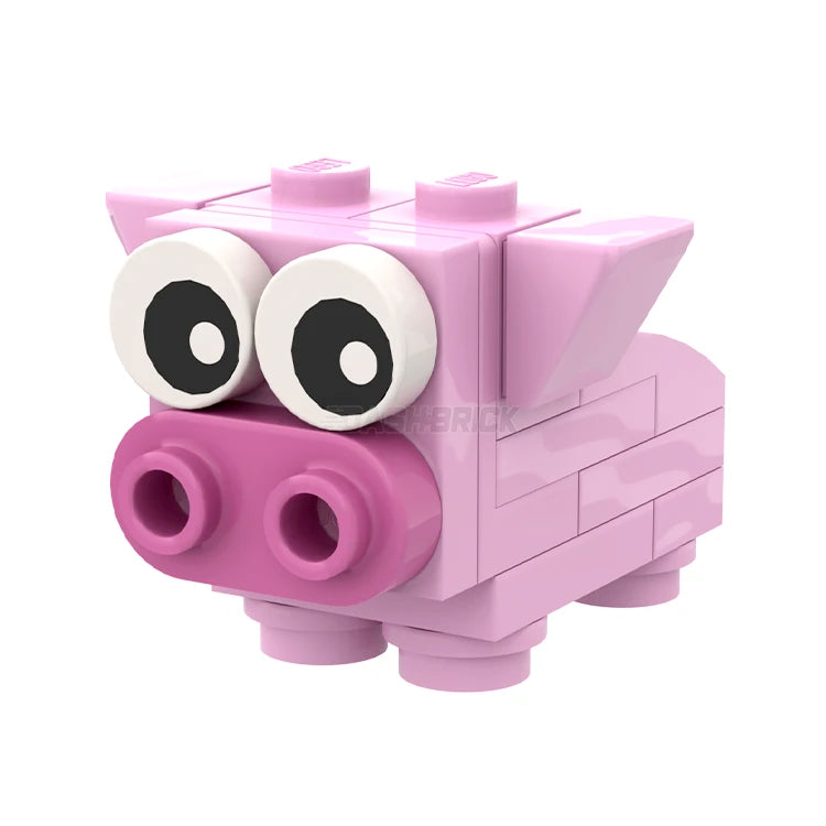 LEGO Brick Pig - Hamuel Pink Brick Built Pig [MiniMOC] | Creative Building Toy for Kids & Adults | Perfect for Collectors, Birthday Gifts & Home Decor