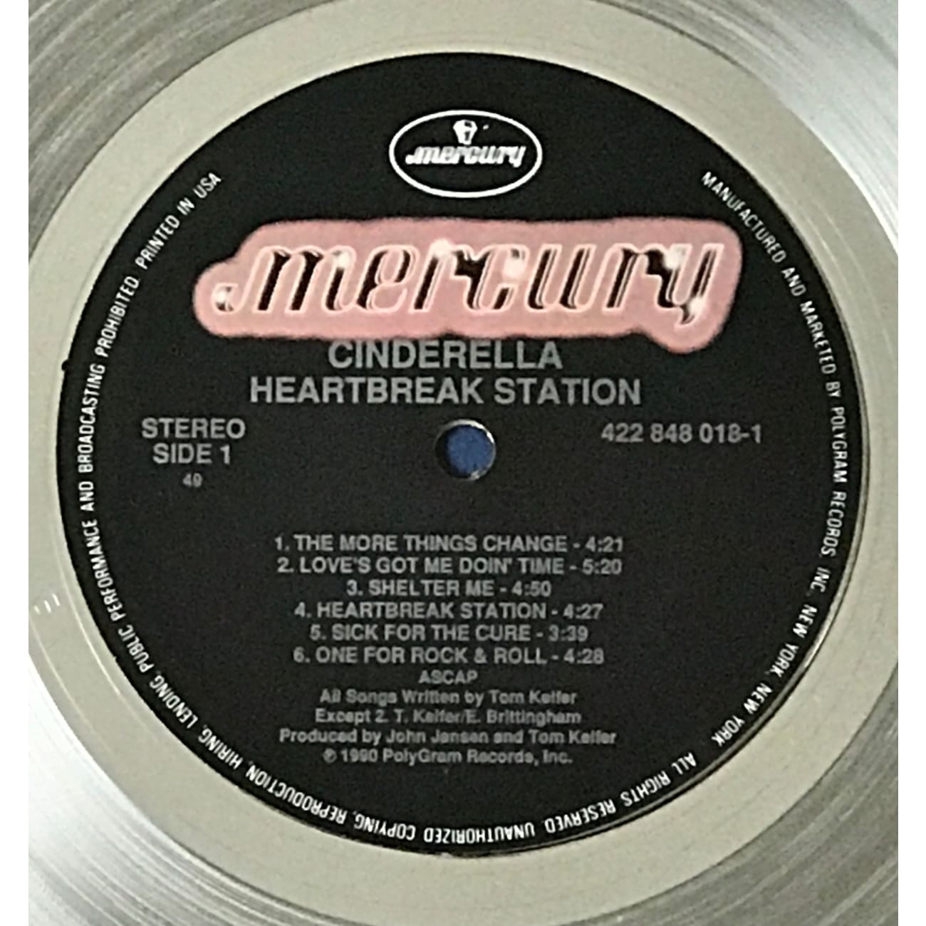 Cinderella Heartbreak Station RIAA Platinum Album Award - Vintage Rock Music Collectible for Fans & Display