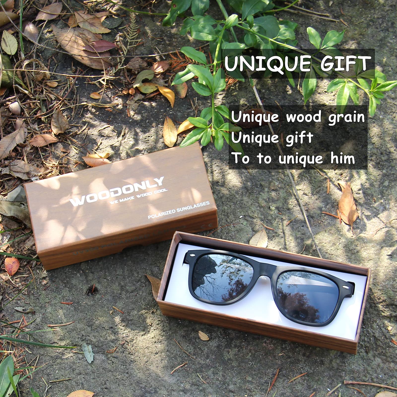 Classic Wooden Polarized Sunglasses for Men - UV Protection, Lightweight & Durable - Perfect Gift for Husband, Boyfriend, Father - Ideal for Driving, Fishing & Outdoor Activities