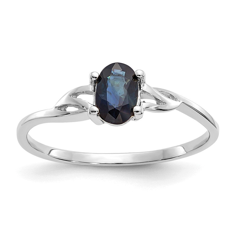 14K White Gold Dark Blue Simulated Sapphire Birthstone Ring (2-6mm) - Elegant Jewelry for Birthdays, Anniversaries & Special Occasions