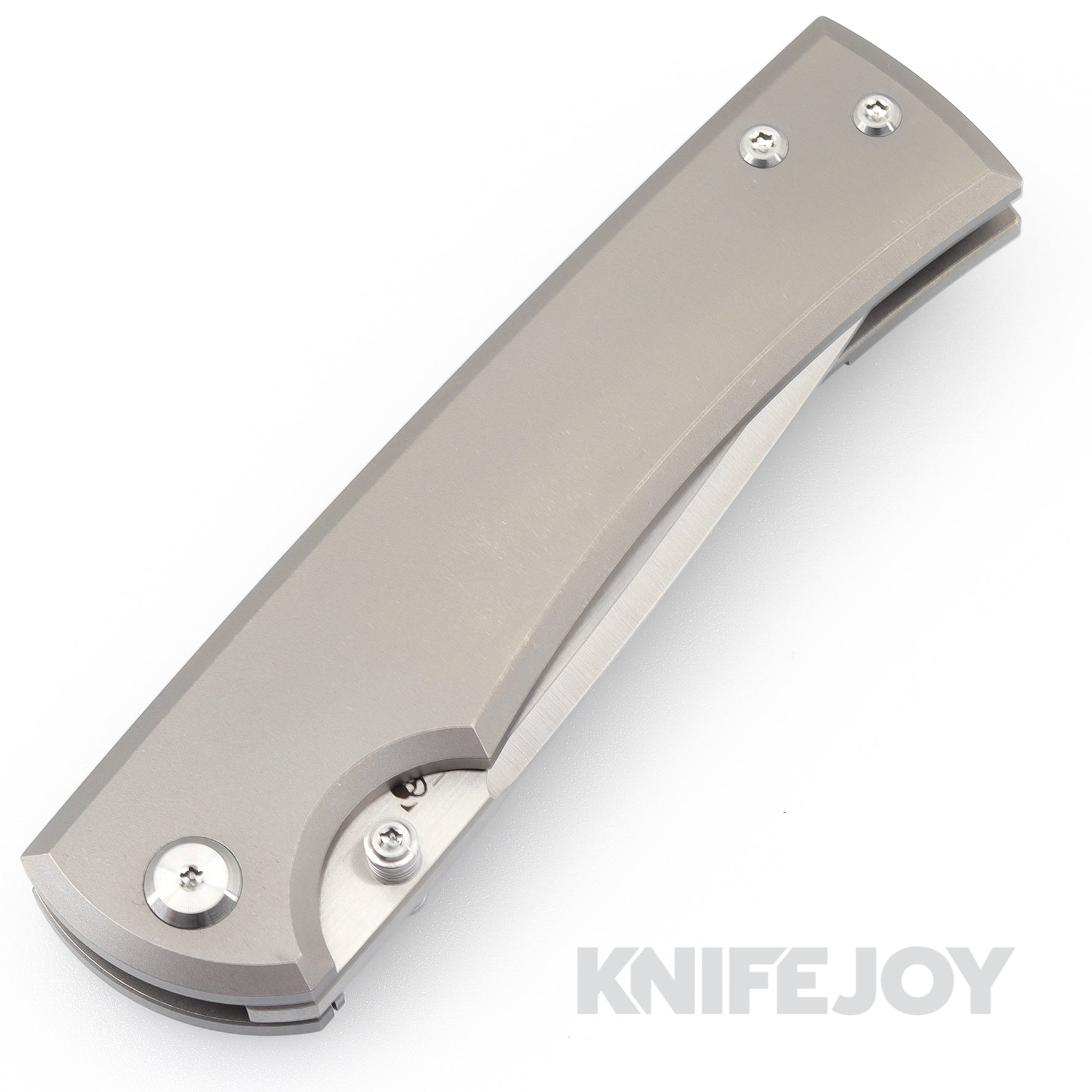 Chaves Knives Liberation 229 Tanto Blade Folding Knife - Stonewashed Titanium Handle, Belt Finish - EDC, Outdoor Survival, Camping & Tactical Use