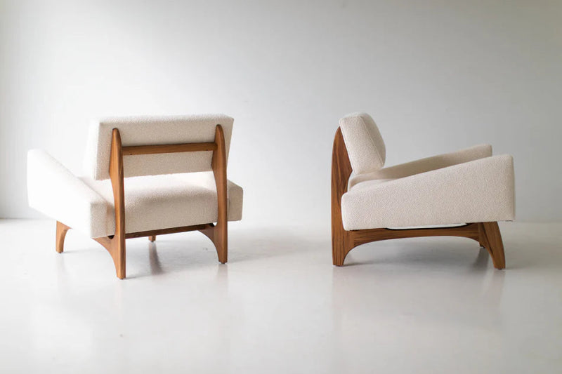 Modern Minimalist Wood and Fabric Upholstered Chair - Contemporary Designer Furniture for Living Room, Dining Room & Office Decor