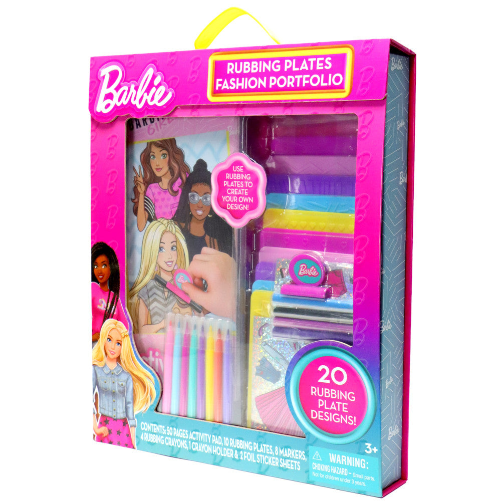 Barbie Fashion Creation Portfolio with Rubbing Plates - Design & Customize Outfits for Kids | Creative Dress-Up Play & DIY Fashion Design for Girls