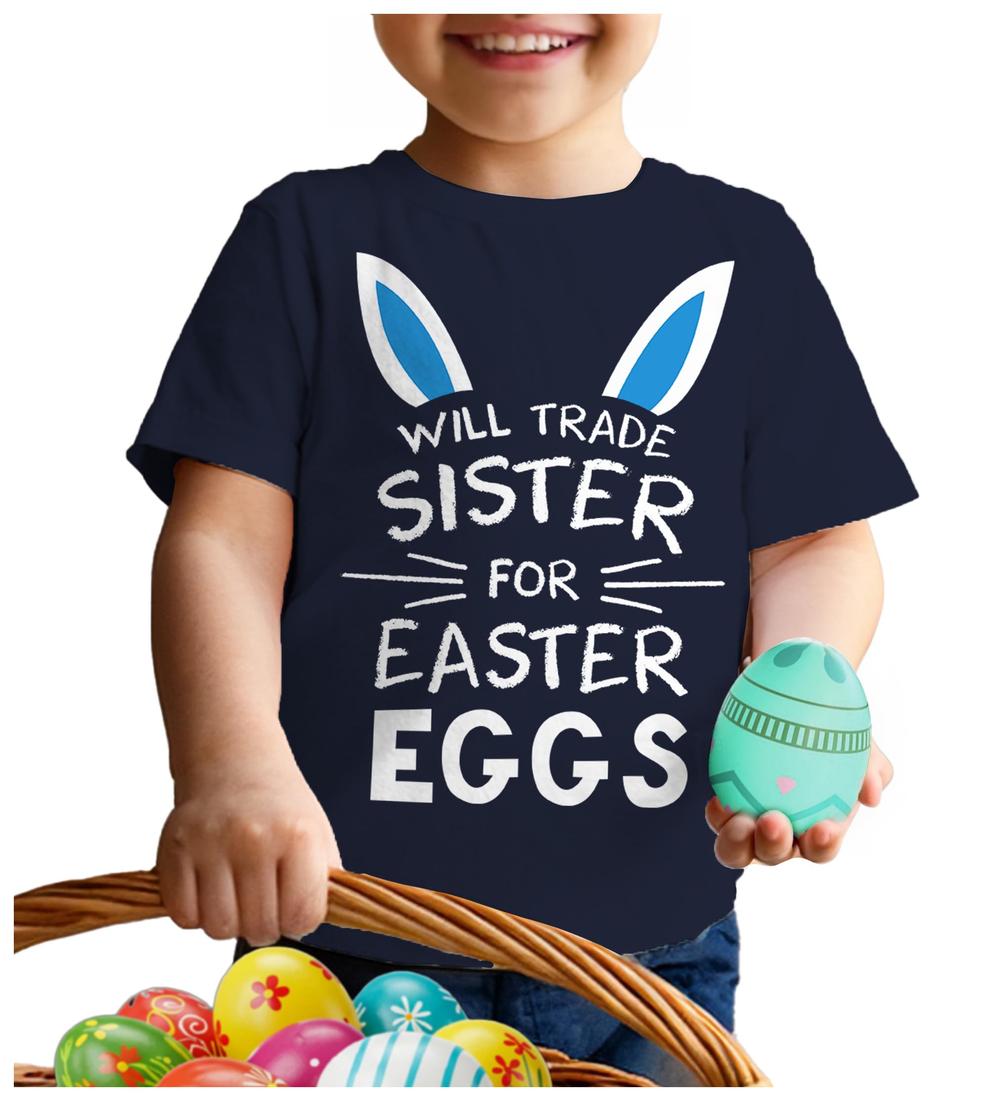 Funny Easter T-Shirt for Kids - 'Will Trade Sister for Easter Eggs' Sibling Humor Tee | Cute Easter Outfit for Boys & Girls | Easter Egg Hunt, Family Photos & Holiday Celebrations
