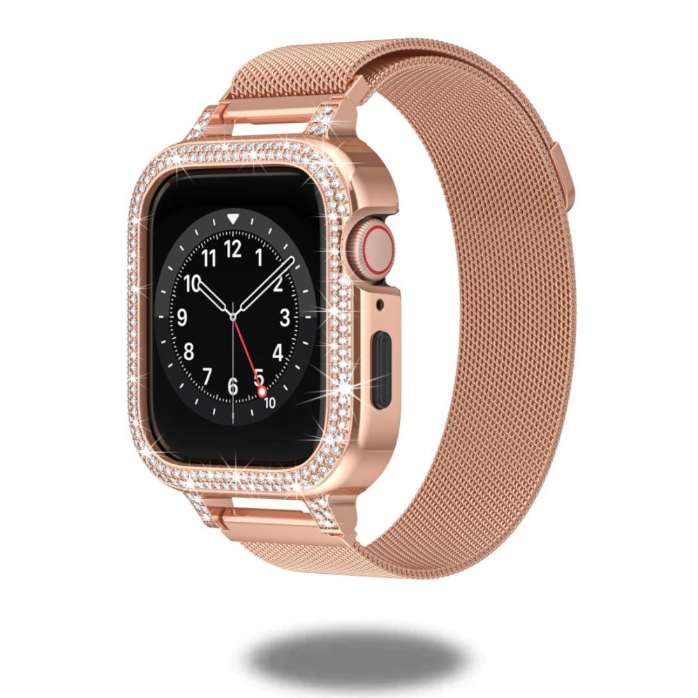 Premium Diamond Case & Milanese Loop Band for Apple Watch Series 8/7/6/SE - Luxury Stainless Steel Replacement Strap - Perfect for Workouts, Business Meetings & Formal Events