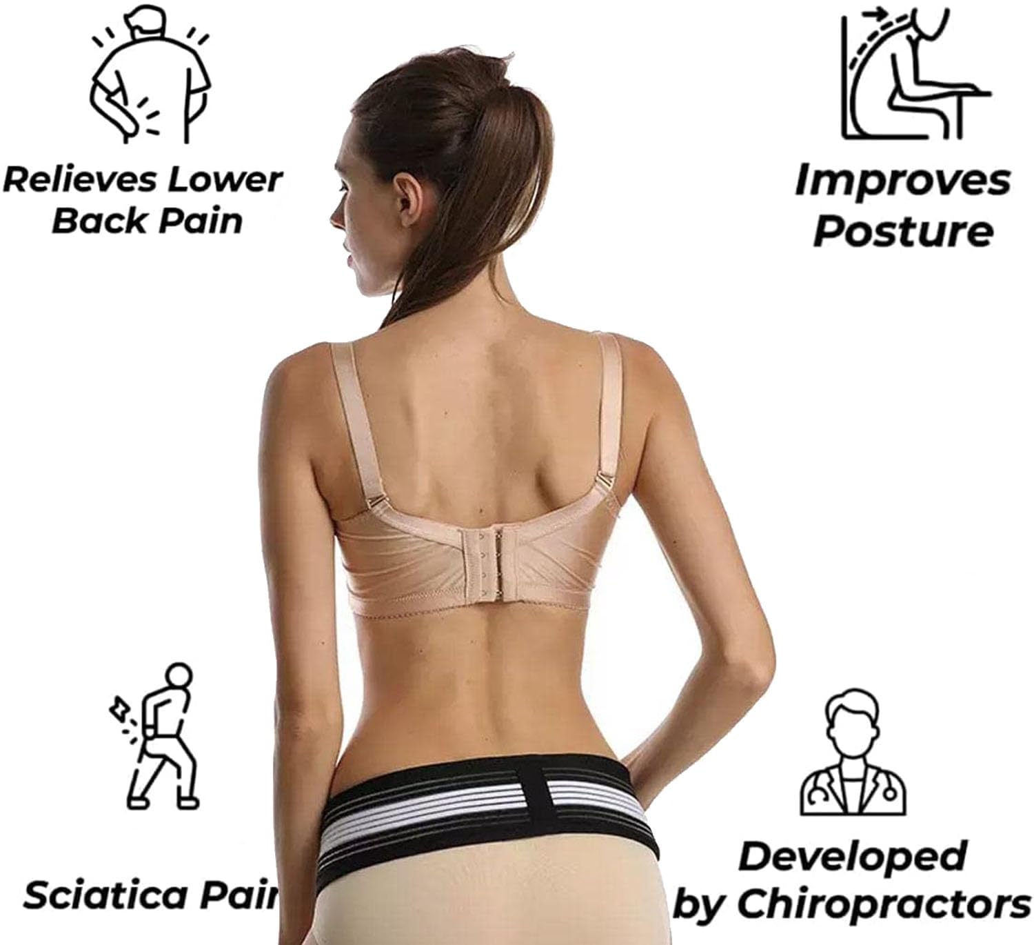 Premium Lower Back Support Belt for Men & Women - Sciatica & Back Pain Relief, Adjustable Lumbar Brace (42.9in/109cm) - Ideal for Work, Sports & Daily Activities