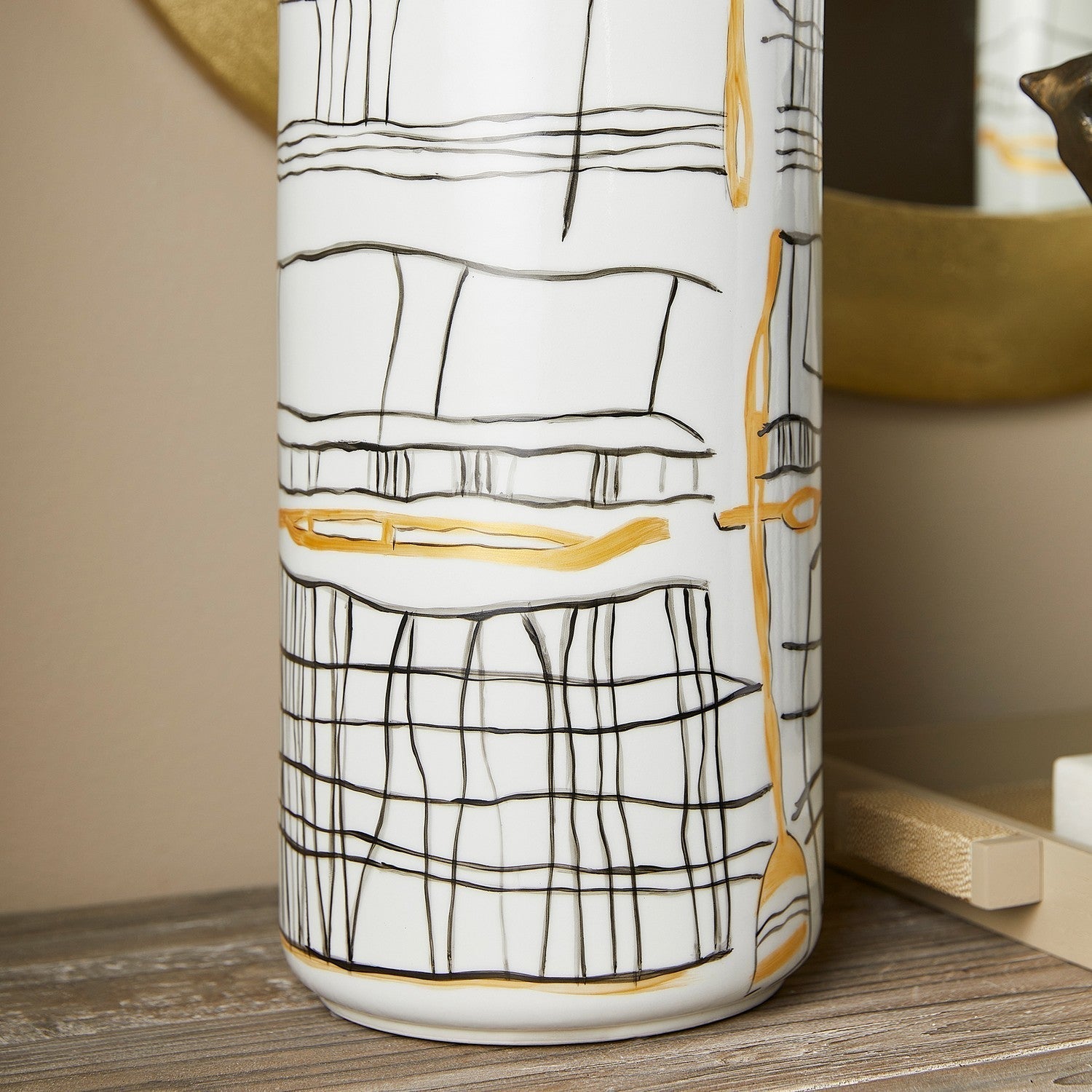 Cyan Design 11430 Lindus Vase - Medium Size Black & White Ceramic Home Decor for Living Room, Dining Table, or Wedding Centerpiece