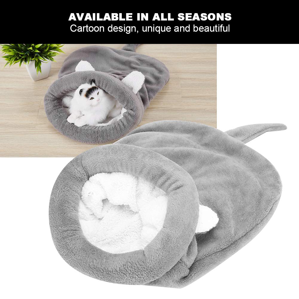 Jeanoko Plush Pet Bed - Self-Warming Cave for Dogs & Cats - Cozy Sleeping Bag for Home & Travel (Gray M)