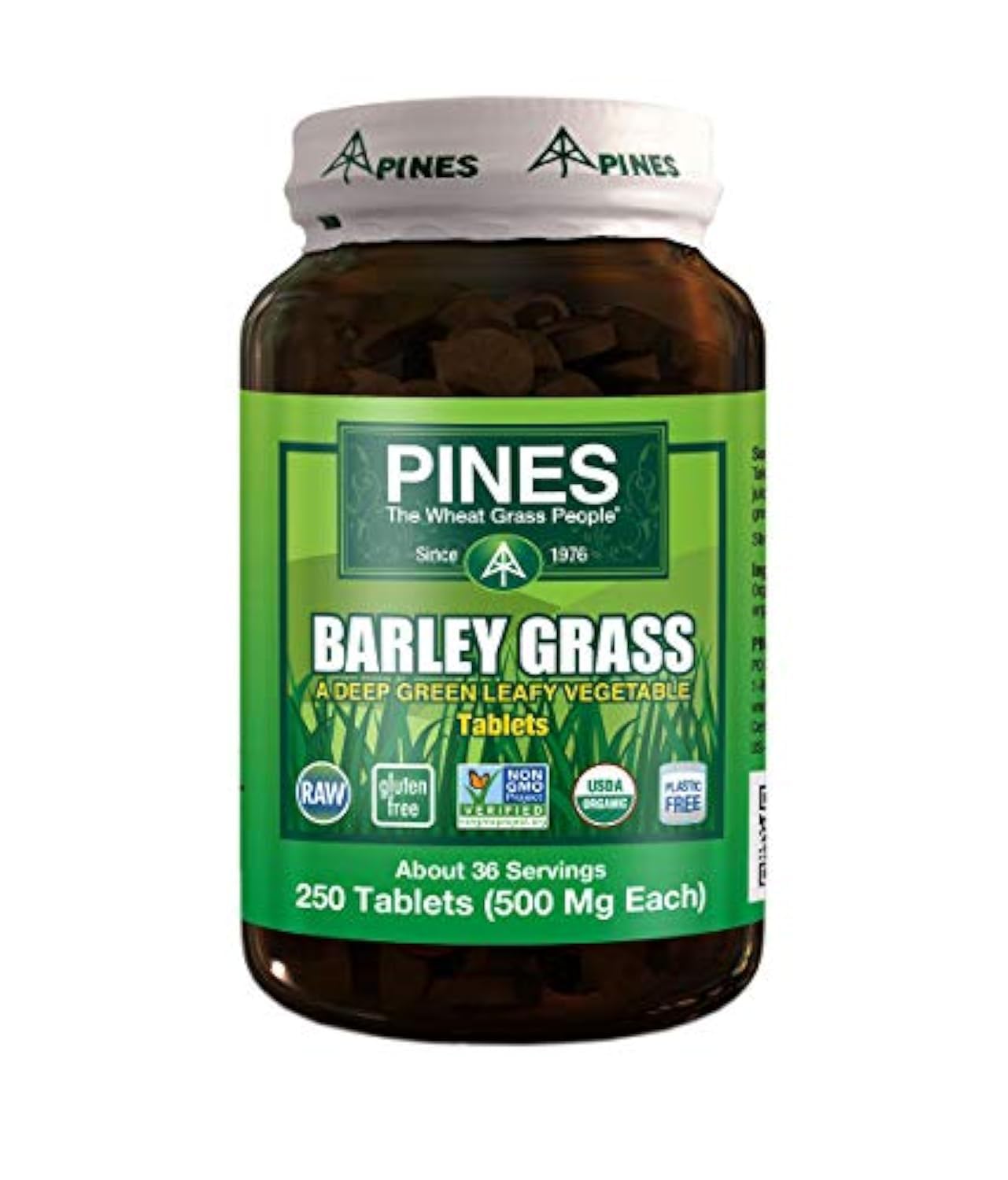 Organic Pines Barley Grass Tablets - 250 Count, Natural Detox & Energy Boost - Supports Digestion & Immune Health - Perfect for Daily Wellness Routine & Detox Cleansing