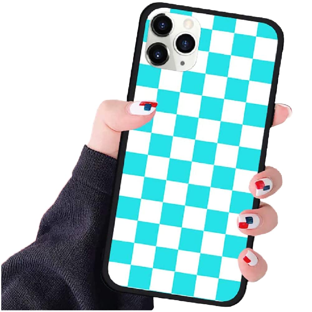 Checkerboard Phone Case for iPhone 11 Pro & 7 - Grid Lattice Plaid Tartan Damier Chessboard Design Protective Cover | Perfect for Daily Use, Travel, and Fashion Accessories