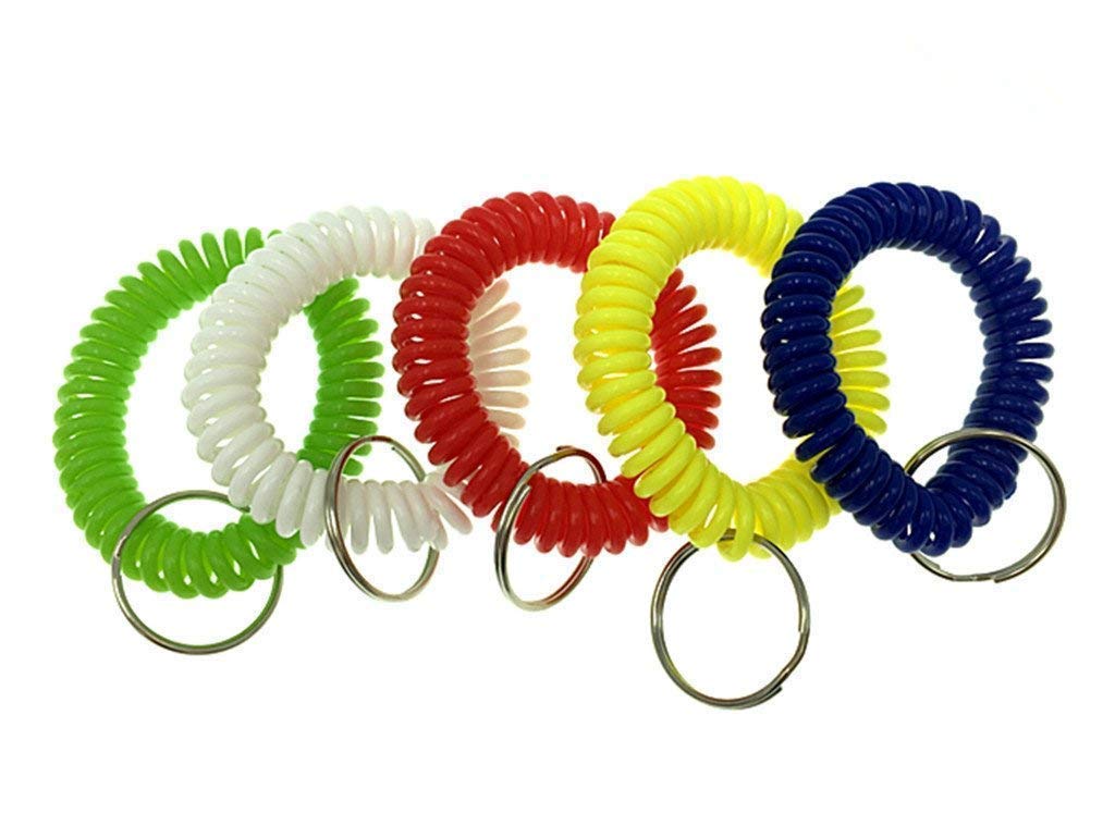 5pcs Colorful Coil Spring Keychain Wristband - Phone Line Spring Ring Key Holder for Keys, ID Cards & Small Accessories - Perfect for Gym, Work, Travel & Everyday Use (Assorted Colors)