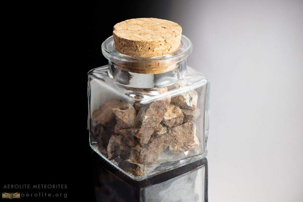 Authentic Stone Meteorite Shooting Star Jar - Real Meteorites from Outer Space for Home Decor, Gift & Space Enthusiasts