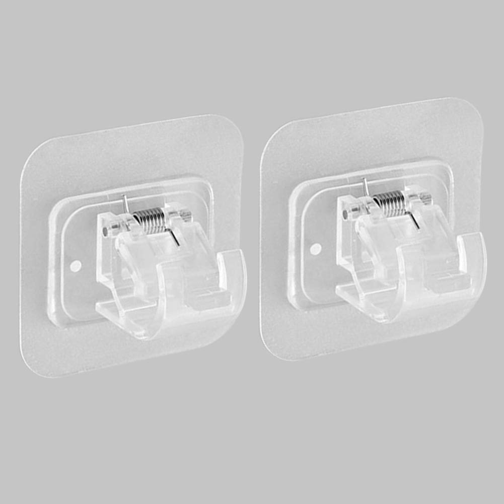 Transparent Self-Adhesive Curtain Rod Bracket - Heavy Duty Towel Rod Holder for Kitchen & Bathroom - Strong Drapery Hook & Rail Rack Fixings - Perfect for Window Treatments, Shower Curtains & Home Decor