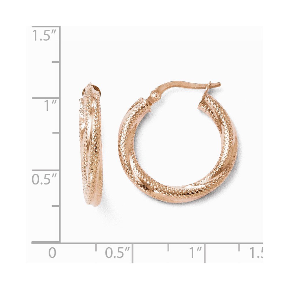 10K Rose Gold Textured Hinged Hoop Earrings for Women - 21mm x 20mm Dainty Everyday Jewelry Gift for Her, Perfect for Work, Date Night & Special Occasions