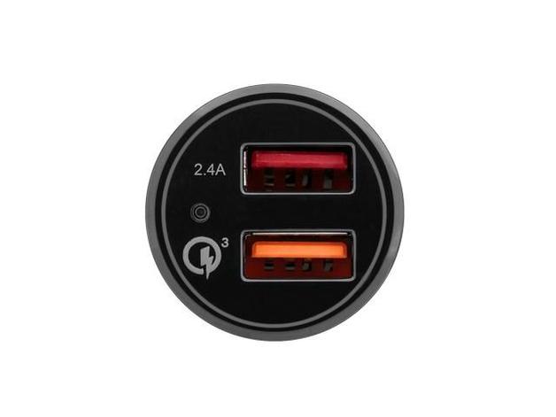 3sixT Fast Car Charger with Qualcomm Quick Charge 3.0 - Dual USB Ports & 1m USB A to C Cable - Quick Charge Your Phone on the Go - Perfect for Road Trips & Commuting