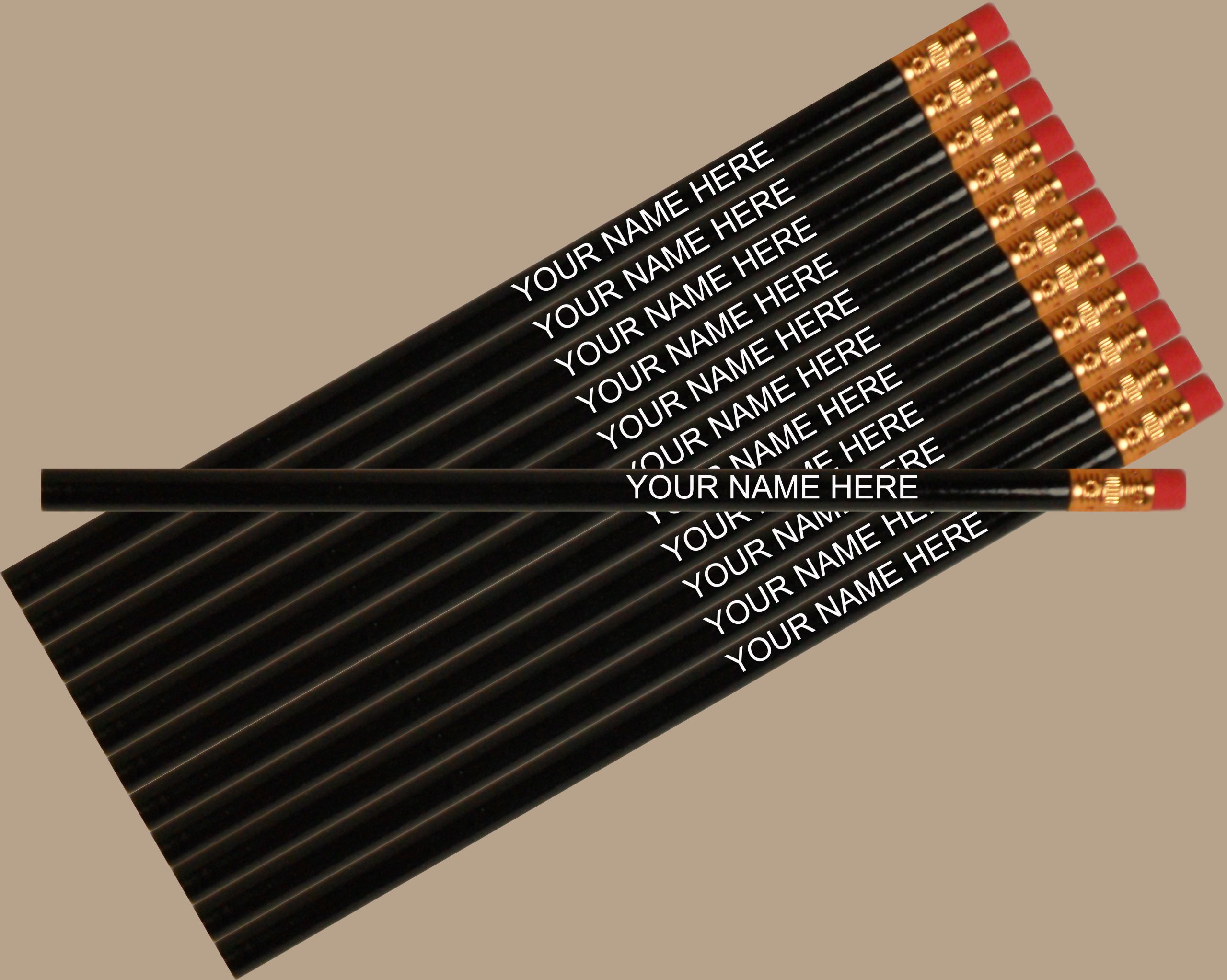 Custom Engraved Black Round Pencils - 12 Pack Personalized with Name/Text - Perfect for School Supplies, Office Gifts & Party Favors