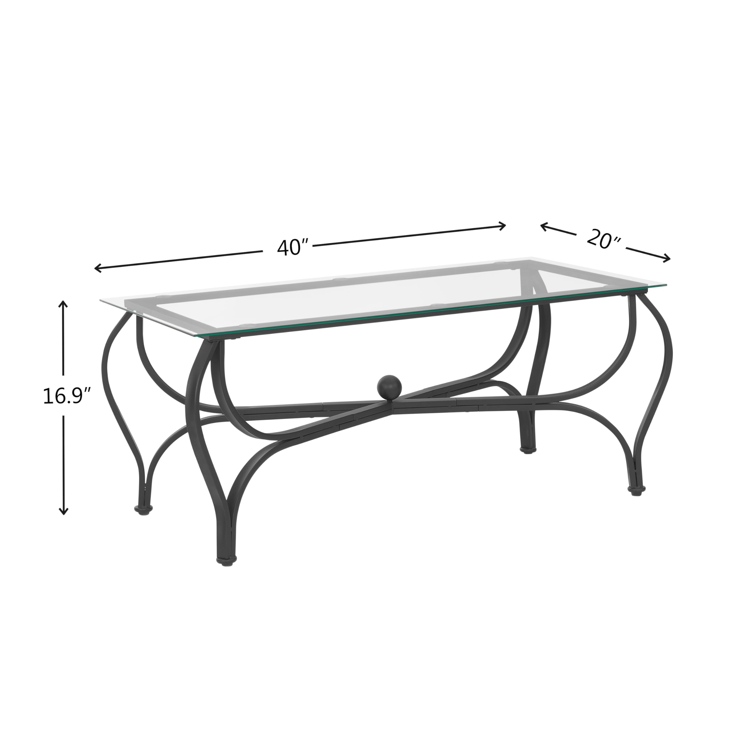 3-Piece Coffee Table Set with Tempered Glass Top & Metal Frame - Modern Living Room Furniture Set Includes Coffee Table & 2 End Tables - Perfect for Home, Office & Lounge Areas
