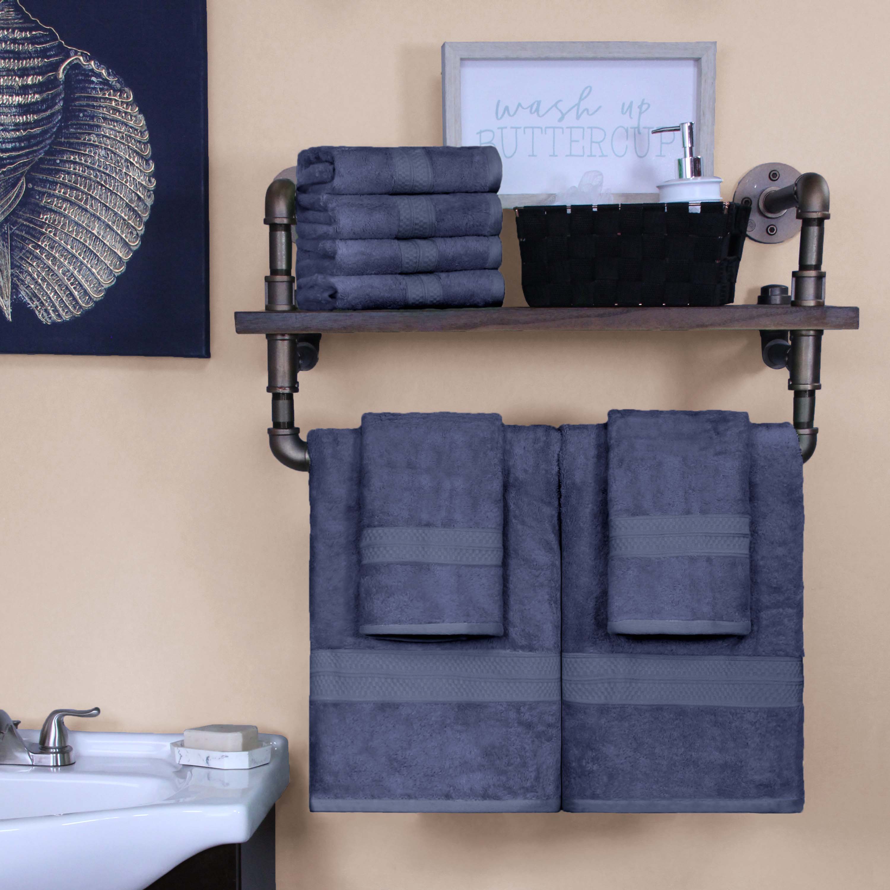 Premium Soft Rayon Bamboo Cotton Blend Bath & Hand Towel Set - 6-Piece Luxury Towels for Spa, Bathroom & Guest Use