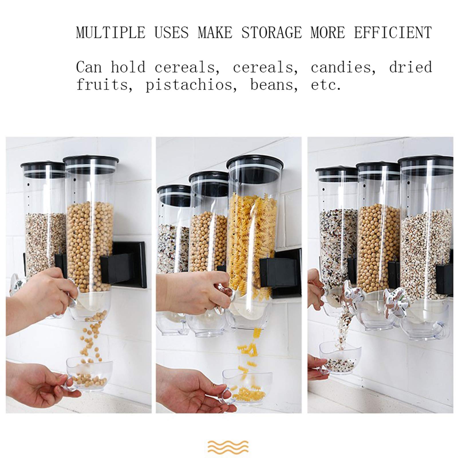 Large Transparent Wall-Mounted Grain Storage Container - Airtight Multi-Grain Dispenser for Rice, Beans, Oatmeal & Cereals | Perfect for Kitchen Pantry Organization & Bulk Food Storage