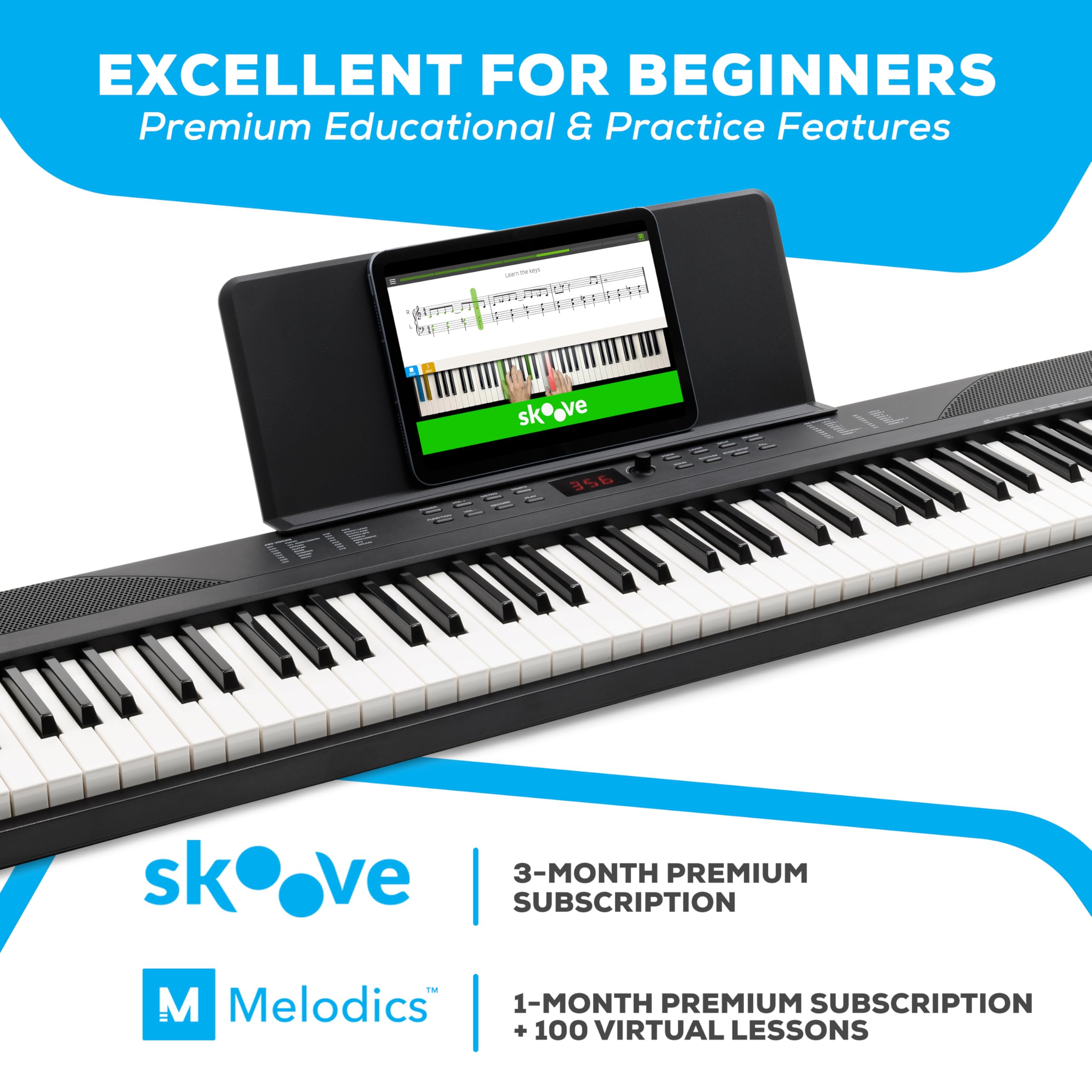 Alesis 88-Key Digital Piano Keyboard with 480 Voices, Built-in Speakers, USB MIDI Connectivity - Includes Carry Bag, Stand, Headphones, Sustain Pedal & Beginner Lessons - Perfect for Home Practice, Music Production & Live Performances