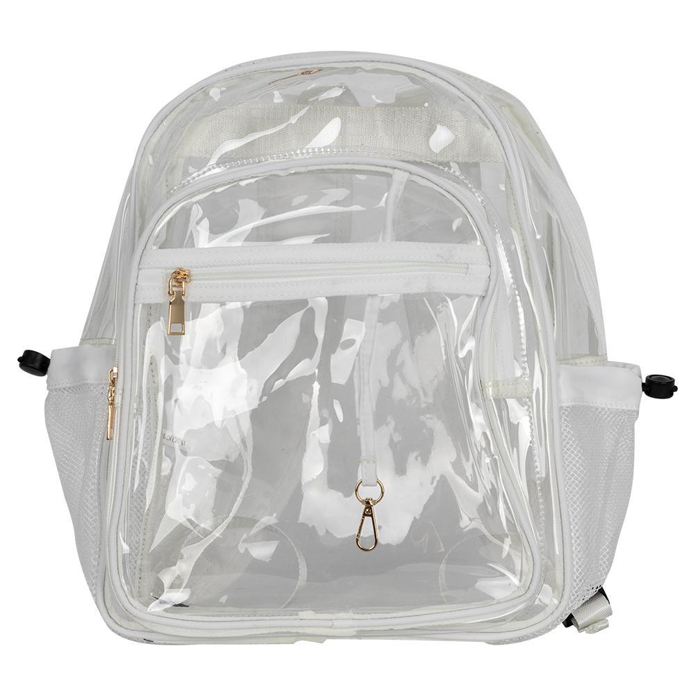 Clear Transparent Backpack - Waterproof School Backpack for College, Work, Travel & Gym - Stylish White See-Through Bag for Security Checks & Everyday Use