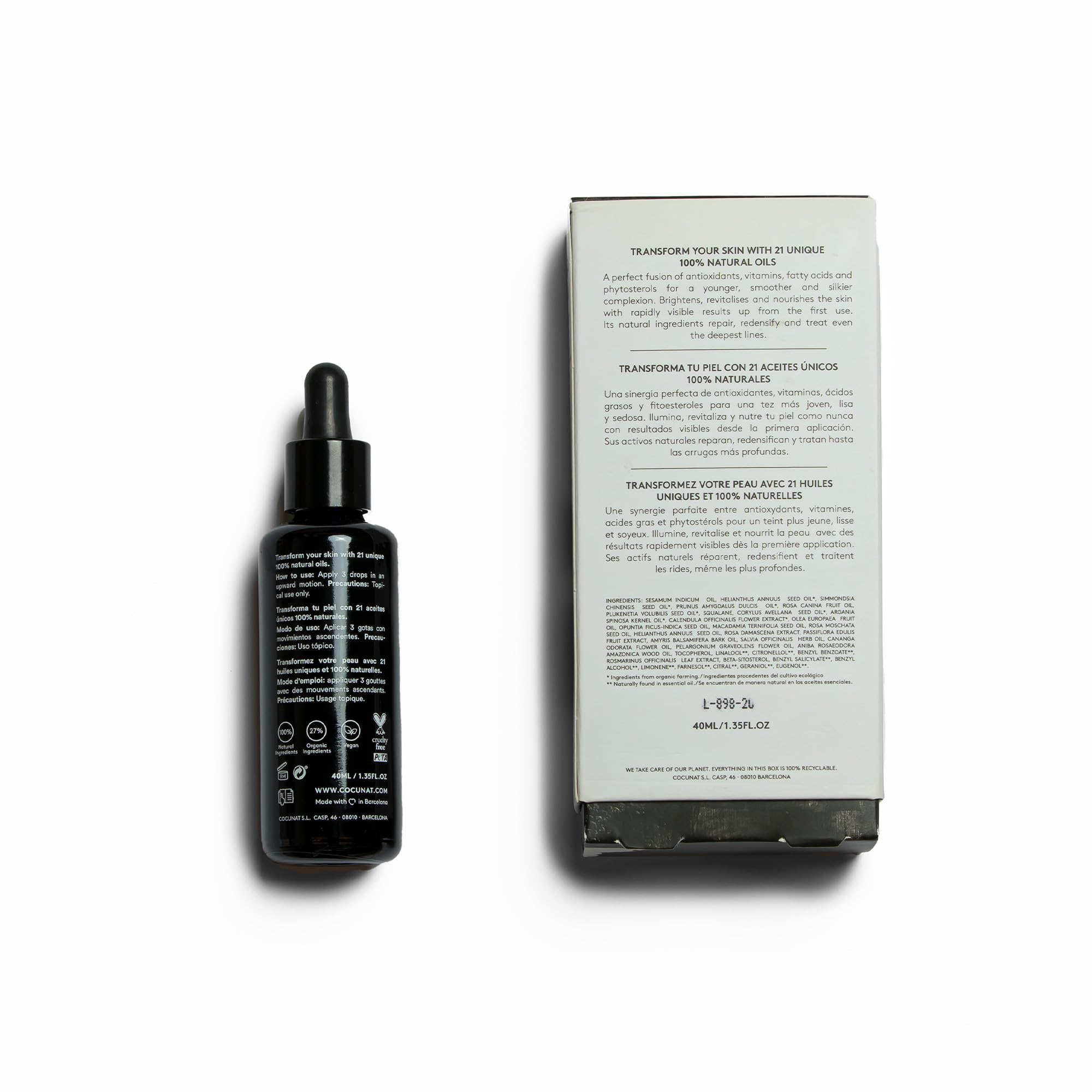COCUNAT The Cure Anti-Aging Facial Serum - Repairs & Redensifies Skin - Reduces Wrinkles, Brightens & Nourishes - With 21 Essential Oils, Antioxidants, Vitamins & Bakuchiol - 30ml - Perfect for Night Routine & Mature Skin Care