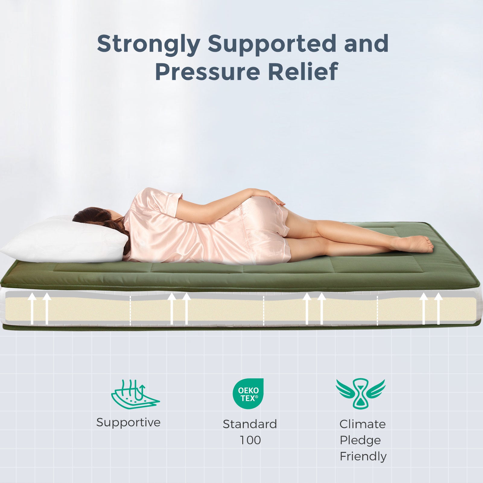MAXYOYO 6-Inch Extra Thick Floor Futon Mattress - Green - Perfect for Guest Beds, Dorm Rooms & Small Space Living